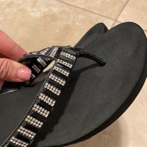 Yellow Box Shawnee black crystal sandal flip flop